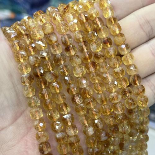 Natural Citrine Beads, Square, DIY, yellow, 6mm, Sold Per Approx 38 cm Strand
