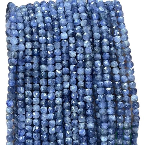 Natural Quartz Jewelry Beads, Kyanite, Square, DIY, blue, 4mm, Sold Per Approx 38 cm Strand