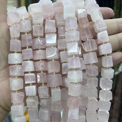 Natural Rose Quartz Beads, Square, DIY, pink, 8-9mm, Sold Per Approx 38 cm Strand