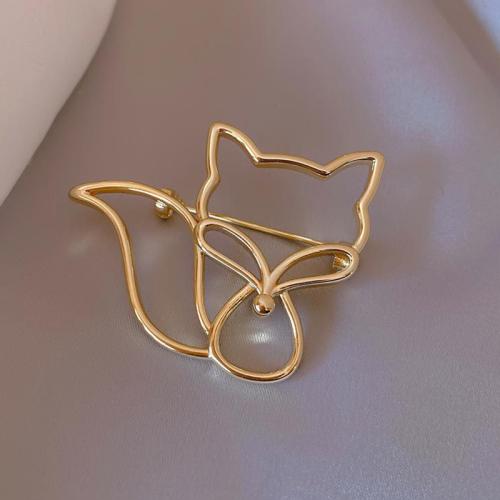 Tibetan Style Brooches, Fox, gold color plated, for woman & hollow, 40x35mm, Sold By PC