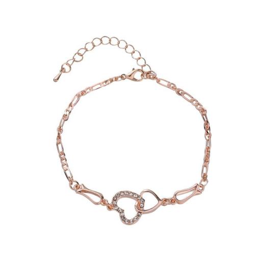 Tibetan Style Bracelet and Anklet, Heart, plated, for woman & with rhinestone, more colors for choice, Length:Approx 6-10 Inch, Sold By PC