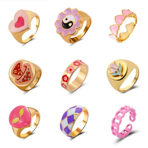 Tibetan Style Finger Ring, with Resin, plated, different styles for choice & for woman & enamel, US Ring Size:10.5, Sold By PC
