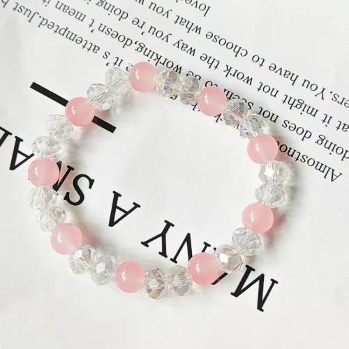 Glass Bracelet, handmade, fashion jewelry & for woman, more colors for choice, beads length 8mm, Length:Approx 6-8 Inch, Sold By PC