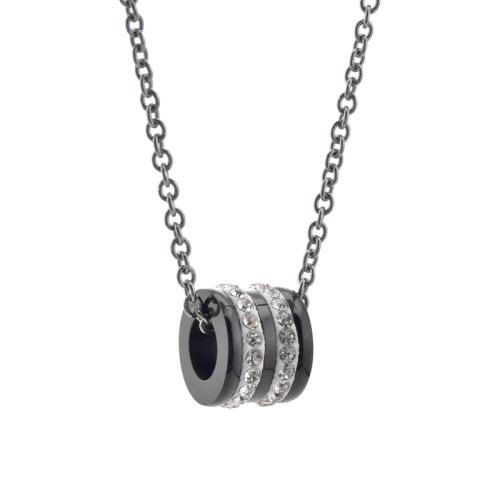 Titanium Steel Necklace, plated, Unisex & with rhinestone, more colors for choice, Length:Approx 20-31.5 Inch, Sold By PC