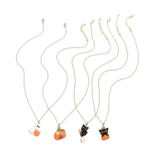 Resin Necklace, with Tibetan Style, gold color plated, Halloween Design & 4 pieces & for woman, Length:Approx 20-31.5 Inch, Sold By Set