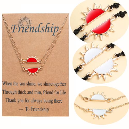 Tibetan Style Bracelet and Necklace, with Wax Cord, Sun, different styles for choice & for woman & enamel, Sold By PC