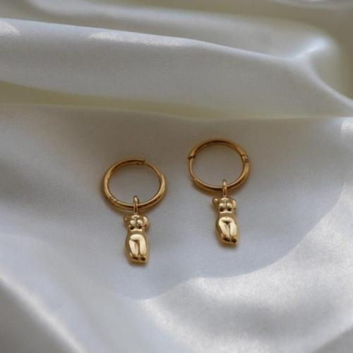 316 Stainless Steel Huggie Hoop Drop Earring, gold color plated, fashion jewelry & for woman, 20x40mm, Sold By Pair
