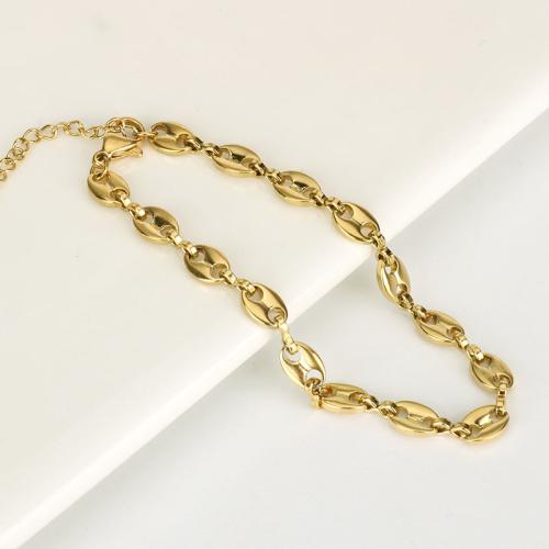 Titanium Steel Bracelet and Necklace, gold color plated, different styles for choice & for woman, Sold By PC