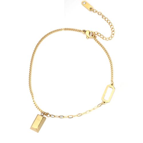 Titanium Steel Anklet, gold color plated, fashion jewelry & for woman, Length:Approx 8-10 Inch, Sold By PC