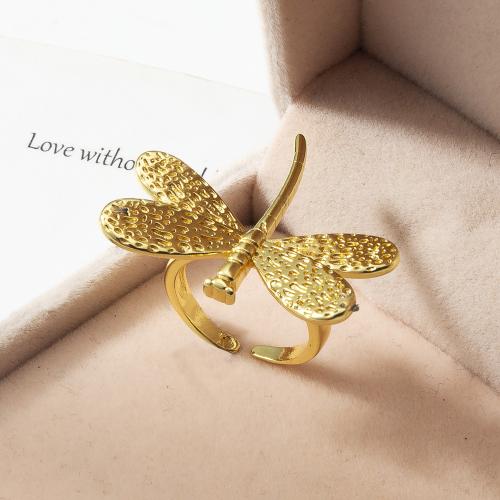 Brass Finger Ring, Dragonfly, plated, fashion jewelry, gold, nickel, lead & cadmium free, 33.80x28.65x23mm, Sold By PC