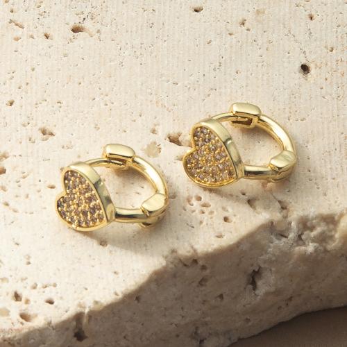 Brass Leverback Earring, Heart, plated, fashion jewelry & with rhinestone, more colors for choice, nickel, lead & cadmium free, 11.30x7.90x11mm, Sold By Pair