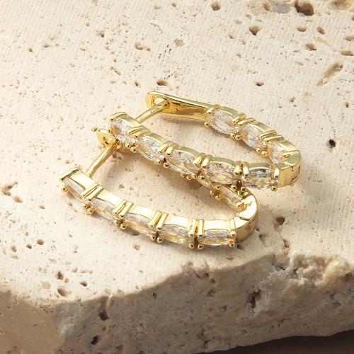 Pendientes de Palanca Hacia Atrás en Latón, metal, chapado, Joyería & micro arcilla de zirconia cúbica, oro, libre de níquel, plomo & cadmio, 15.13x3.30x26.90mm, Vendido por Par