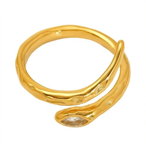 Stainless Steel Finger Ring, 304 Stainless Steel, 18K gold plated, different styles for choice & for woman & with rhinestone, Sold By PC