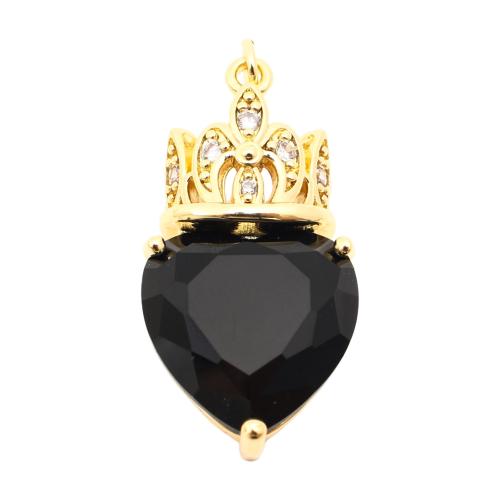 Cubic Zirconia Micro Pave Brass Pendant, with Cubic Zirconia, gold color plated, DIY, 35x18x8mm, Sold By PC