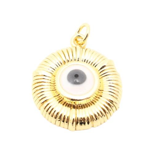 Brass Jewelry Pendants, Round, DIY & enamel, golden, 22x19x5mm, Sold By PC