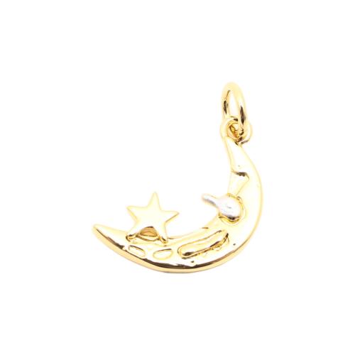 Brass Jewelry Pendants, Moon and Star, DIY, golden, 16x15x2mm, Sold By PC