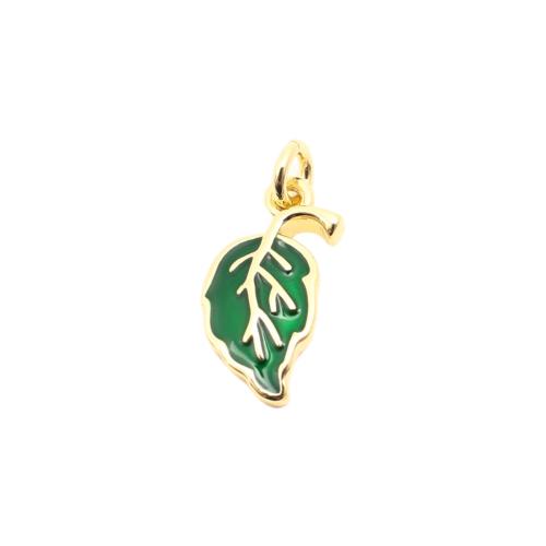 Brass Jewelry Pendants, Leaf, DIY & enamel, golden, 13x7x2mm, Sold By PC