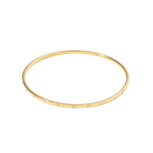 Stainless Steel Bangle, 304 Stainless Steel, 18K gold plated, different styles for choice & micro pave cubic zirconia & for woman, Sold By PC