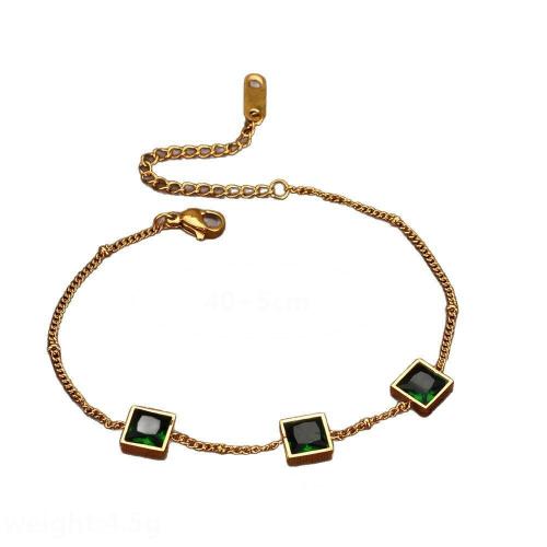 Titan Edelstahl Armband, Titanstahl, mit kubischer Zirkonia, plattiert, Modeschmuck & für Frau, keine, Länge:ca. 17.8 cm, verkauft von PC
