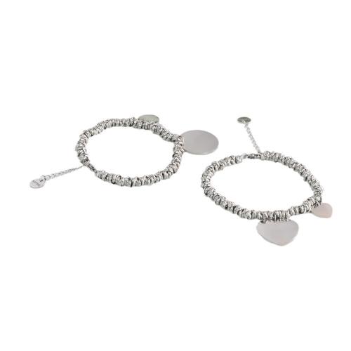 Bijoux bracelet en acier inoxydable, Acier inoxydable 304, Placage, bijoux de mode & pour femme, argent, Longueur:Environ 17.8 cm, Vendu par PC
