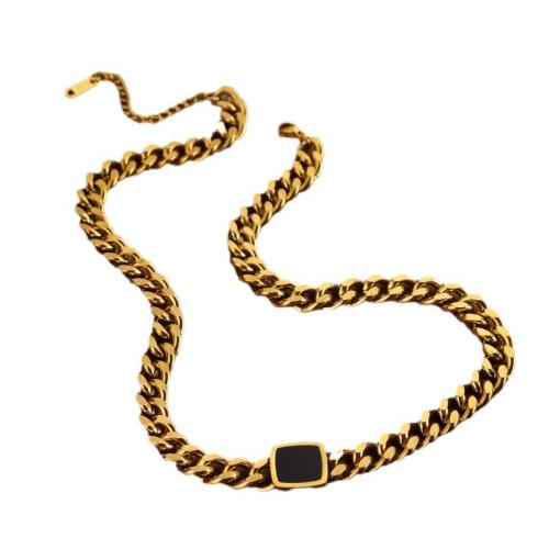 Titanium Steel Jewelry Set, with Acrylic, plated, fashion jewelry & for woman, golden, The length of the necklace is approximately 41cm and that of the bracelet is approximately 17.8cm, Sold By PC