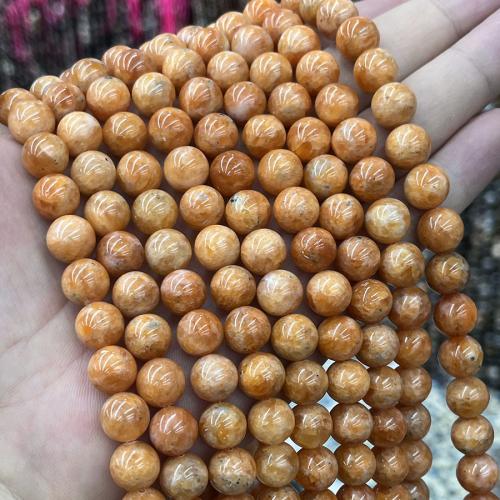 Calcite Beads, Round, DIY, orange, Sold Per Approx 38 cm Strand