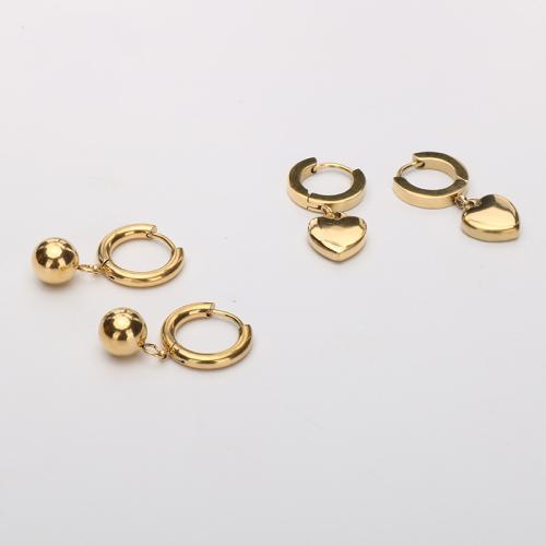 Titanstahl Huggie Hoop Ohrhänger, goldfarben plattiert, verschiedene Stile für Wahl & für Frau, earring length 20-30mm, verkauft von Paar