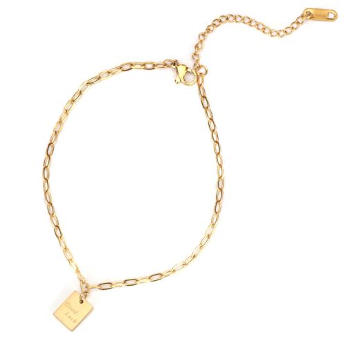 Titanium Steel Anklet, Geometrical Pattern, gold color plated, fashion jewelry & for woman, Length:Approx 8-10 Inch, Sold By PC