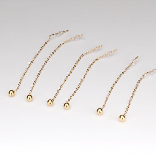 Titanium Steel Thread Through Earrings, Round, gold color plated, fashion jewelry & different size for choice & for woman, Sold By Pair