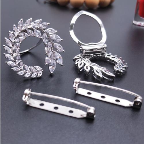 Brass Brooch, platinum plated, different styles for choice & micro pave cubic zirconia & for woman, 34mm, Sold By PC
