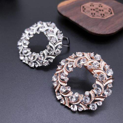 Tibetan Style Scarf Buckle, plated, for woman & with rhinestone, more colors for choice, 43mm, Sold By PC
