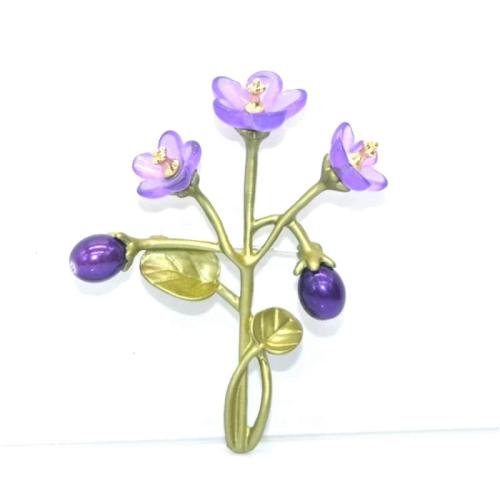 aleación de zinc broche, con resina, Flor, barniz de secado al horno, Joyería & para mujer, 54x64mm, Vendido por UD