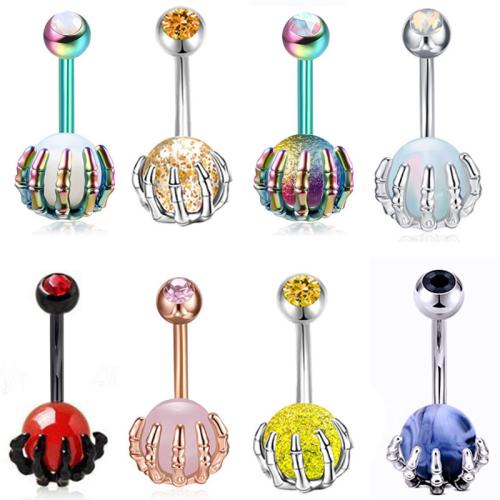 316L Stainless Steel Belly Ring, with Tibetan Style, plated, Unisex & different styles for choice & with rhinestone, 8x20mm, Sold By PC