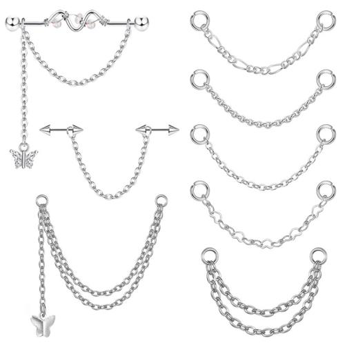 304 Stainless Steel Piercing Earring, plated, Unisex & different styles for choice, Sold By PC
