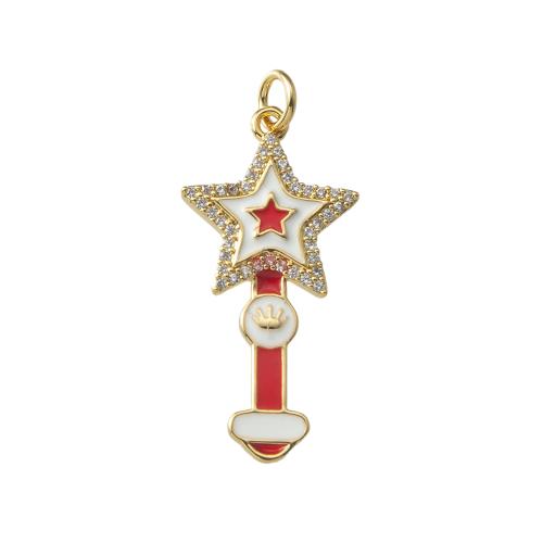Rhinestone Brass Pendants, plated, fashion jewelry & enamel & with rhinestone, more colors for choice, nickel, lead & cadmium free, 14.60x2.46x33.20mm, Sold By PC