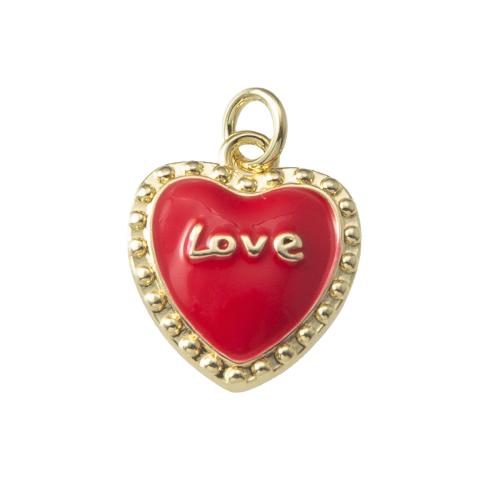 Brass Jewelry Pendants, Heart, plated, fashion jewelry & enamel, more colors for choice, nickel, lead & cadmium free, 13.50x3.10x18.80mm, Sold By PC