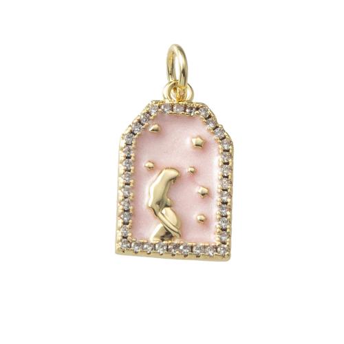 Rhinestone Brass Pendants, plated, fashion jewelry & enamel & with rhinestone, more colors for choice, nickel, lead & cadmium free, 10.20x2.10x19.80mm, Sold By PC
