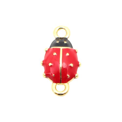 Brass Jewelry Connector, Ladybug, DIY & enamel, golden, 19x10x3mm, Sold By PC