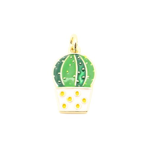 Brass Jewelry Pendants, Opuntia Stricta, DIY & enamel, 15x11x2mm, Sold By PC