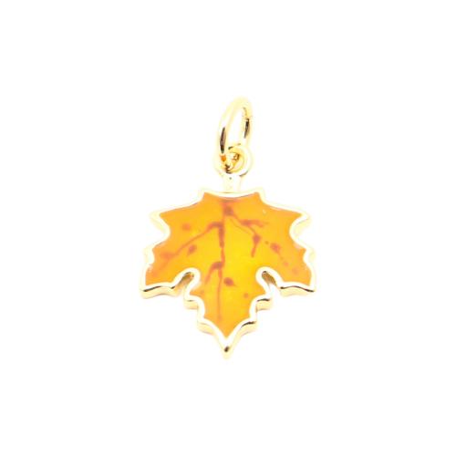 Brass Jewelry Pendants, Maple Leaf, DIY & enamel, golden, 15x12x1mm, Sold By PC