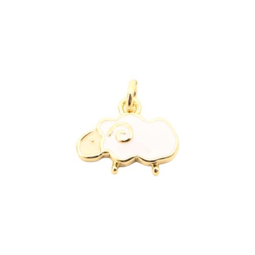 Brass Jewelry Pendants, Sheep, DIY & enamel, golden, 9x12x2mm, Sold By PC