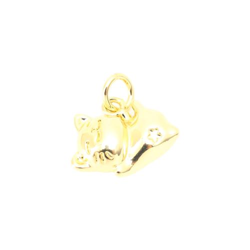 Brass Jewelry Pendants, Fortune Cat, DIY, golden, 10x14x5mm, Sold By PC