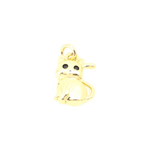 Cubic Zirconia Micro Pave Brass Pendant, Cat, DIY & micro pave cubic zirconia, golden, 12x8x3mm, Sold By PC