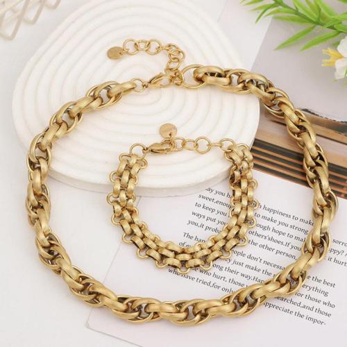 Edelstahl Schmucksets, 304 Edelstahl, 18K vergoldet, Modeschmuck & für Frau, The length of the necklace is approximately 41cm and that of the bracelet is approximately 17.8cm, verkauft von PC