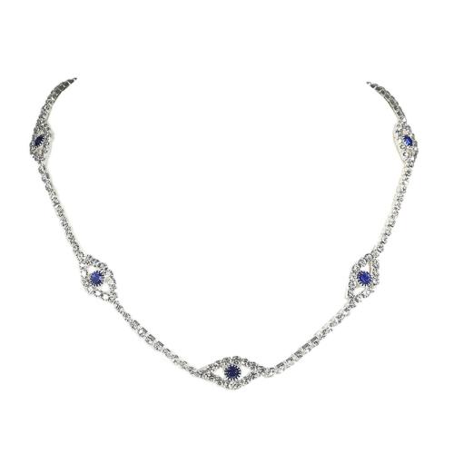 Brass Necklace, with Cubic Zirconia, fashion jewelry & for woman, more colors for choice, Sold By PC