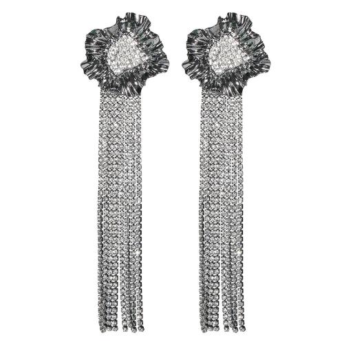 Brass Drop Earring, fashion jewelry & for woman & with rhinestone, Sold By PC