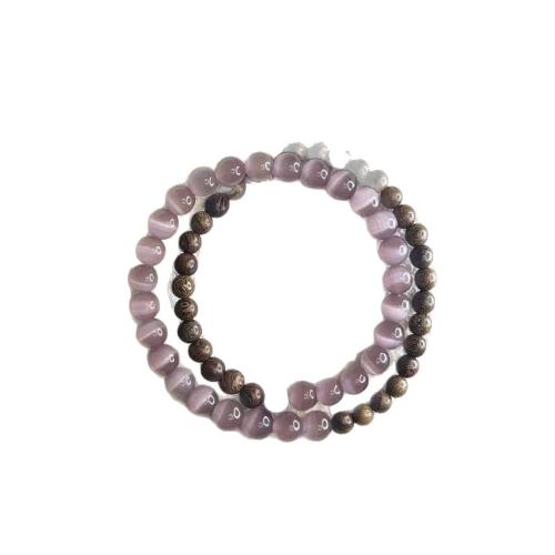 Sandalwood Bracelet, with Cats Eye, handmade, fashion jewelry & for woman, Length:Approx 17.8 cm, Sold By PC