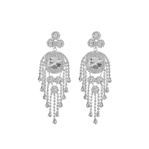 Iron Earring, fashion jewelry & for woman & with rhinestone, Sold By Pair