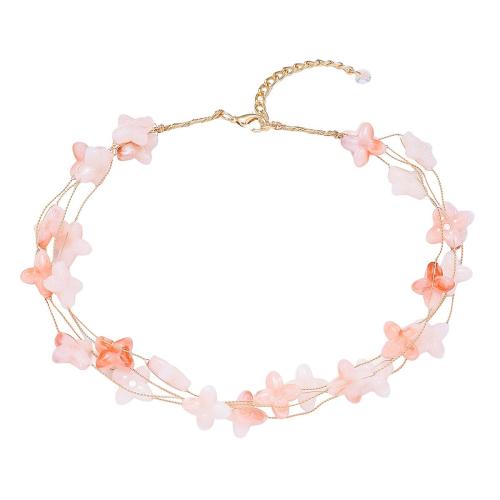Brass Necklace, with Acrylic, plated, fashion jewelry & for woman, Sold By PC