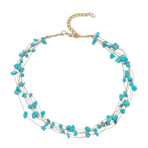 Brass Necklace, with turquoise, plated, fashion jewelry & for woman, Sold By PC